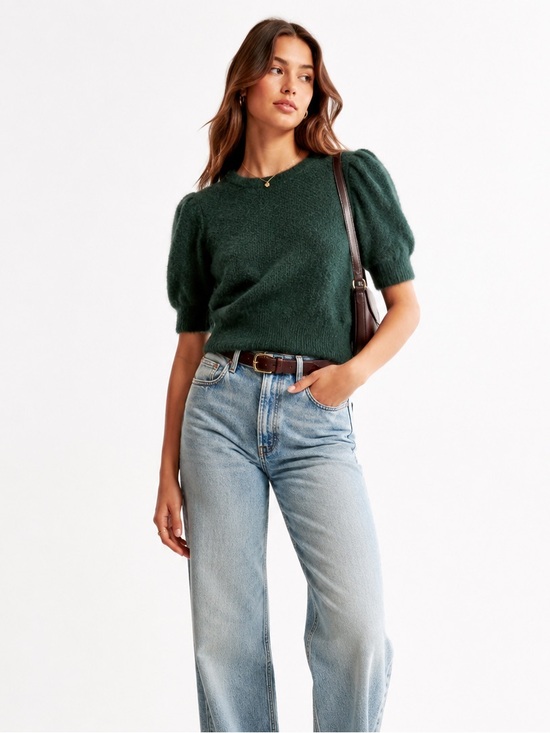 Abercrombie & Fitch Sweaters - Abercrombie & Fitch Soft A&F Eyelash Soft Knit Puff Sleeve Sweater Top